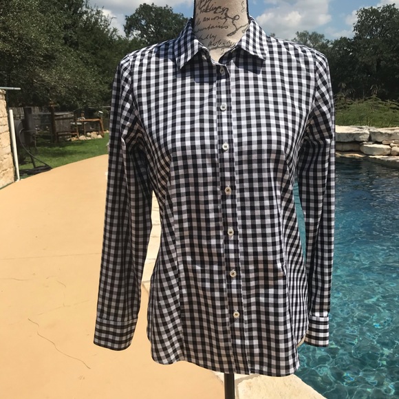 Talbots Tops - Talbots Non Iron Button Down Gingham Shirt Sz 6P